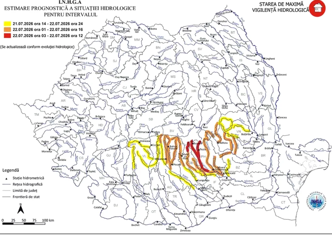 Zonele afectate de viituri/sursă foto: IHGA