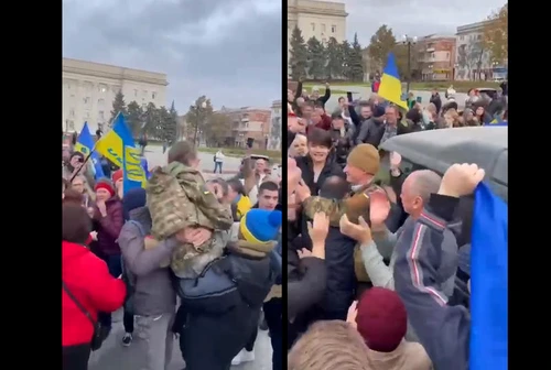 Locuitorii din Herson și soldații ucraineni în ziua eliberării de sub ocupație rusă