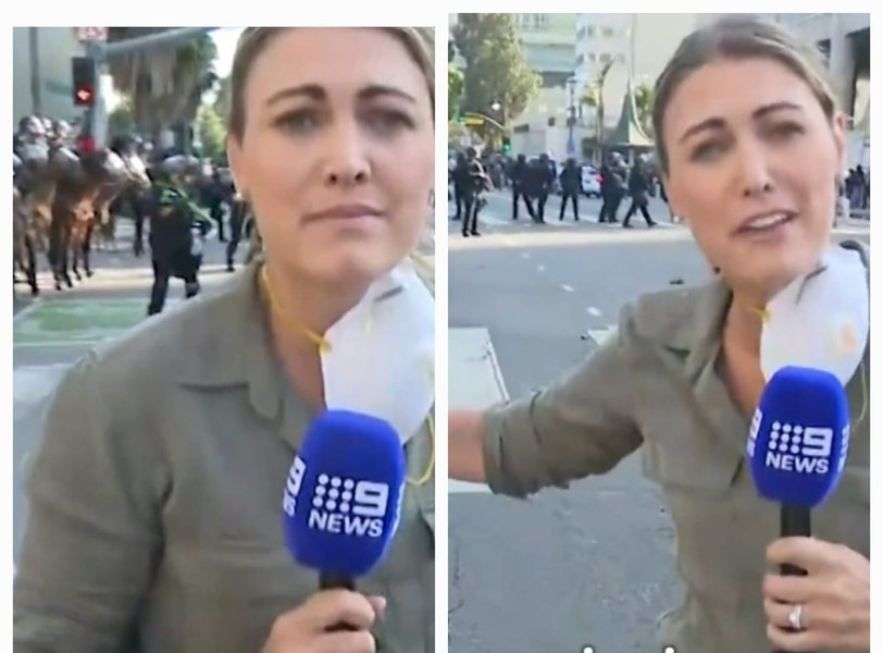 Momentul în care poliția din Los Angeles a împușcat din greșeală o jurnalistă, în timp ce transmitea în direct de la proteste