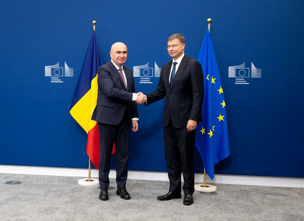 Ilie Bolojan cu comisarul european Valdis Dombrovskis FOTO: Facebook/Ilie Bolojan
