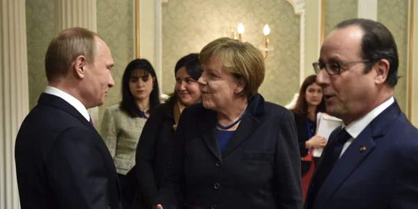 Negocieri la Minsk - Putin - Hollande - Merkel FOTO AP