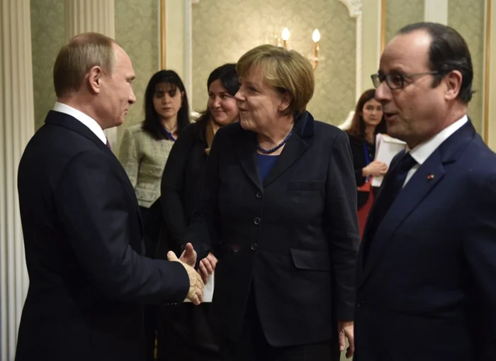 Negocieri la Minsk - Putin - Hollande - Merkel FOTO AP