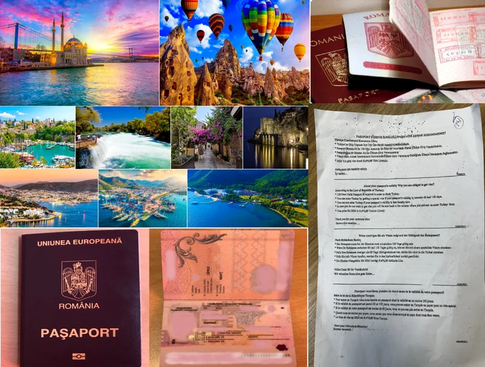 Imagini din Turcia, cu pașapoarte și formularul pentru taxa de viză
