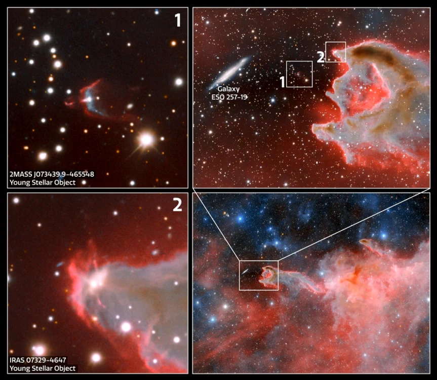 Detalii ale structurii cosmice denumite „Mâna lui Dumnezeu”. Foto: noirlab.edu