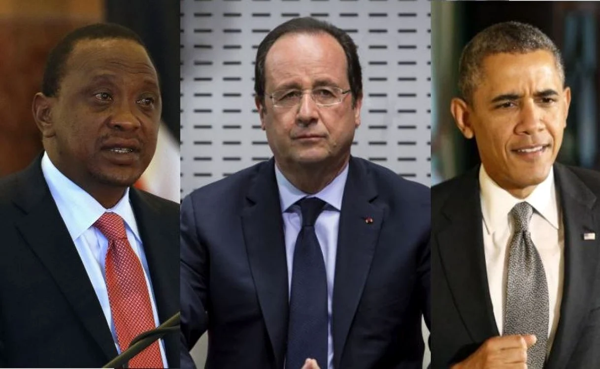 De la stânga la dreapta: Uhuru Kenyatta (Kenya), Francois Hollande (Franţa), Barack Obama (SUA) FOTO Reuters