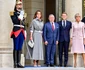 Regina Rania și Brigitte Macron pe tocuri la Palatul Elysee, cu Emmanuel Macron și Regele Abdullah.