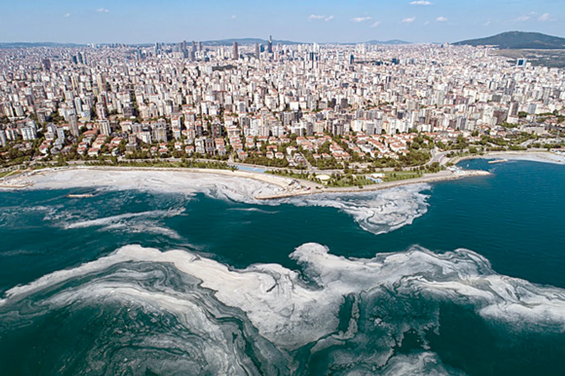 Scăldatul în Marea Marmara, o adevărată aventurăFoto: EPA - EFE