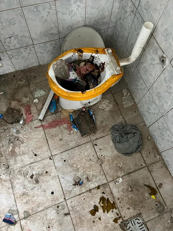 Vasul de WC este plin cu deșeuri