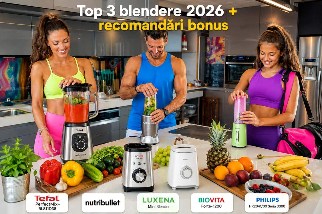 Familie în bucătărie testând top blendere eMAG 2026: acasă, personal, portabil DacianaStoicaAdevărul