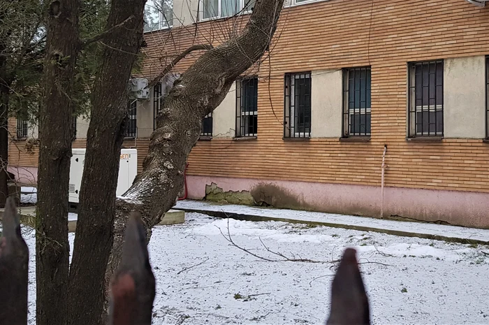 Clădirea are infiltrații în partea de jos. FOTO Iulian Bunilă