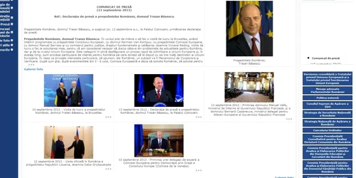 Aşa arată site-ul Administraţiei Prezidenţiale momentan