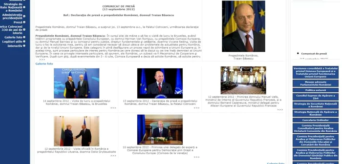 Aşa arată site-ul Administraţiei Prezidenţiale momentan