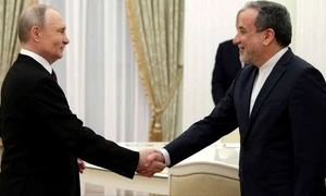 Vladimir Putin și Abbas Araghchi FOTO X /  Kazem Jalali