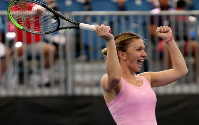Simona Halep, bucuroasă la Adelaide FOTO: EPA