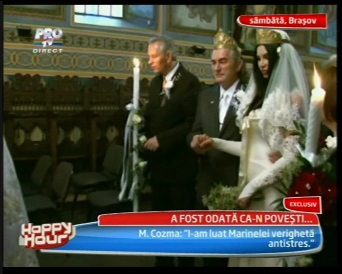 Miron şi Marinela s-au căsătorit sâmbăta trecută la Braşov (captură foto Happy Hour)