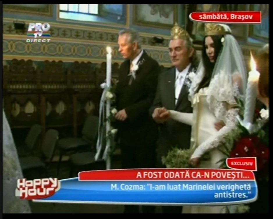 Miron şi Marinela s-au căsătorit sâmbăta trecută la Braşov (captură foto Happy Hour)
