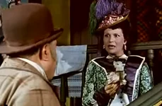 Actrița Jana Gorea, în rolul Mița Baston, în ecranizarea piesei „D-ale carnavalului” (1958)