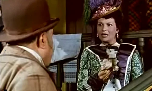Actrița Jana Gorea, în rolul Mița Baston, în ecranizarea piesei „D-ale carnavalului” (1958)