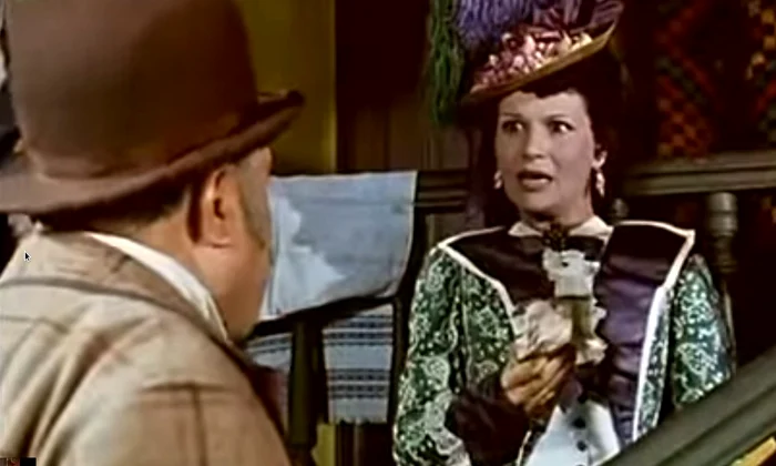 Actrița Jana Gorea, în rolul Mița Baston, în ecranizarea piesei „D-ale carnavalului” (1958)