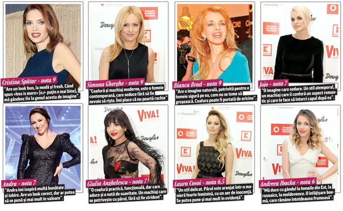 Andreea Bănică - nota 9,5. ”O întâlnire divină între modă şi mit! O coafură sexy, la fel ca şi machiajul. Un look sofisticat, strălucitor, proaspăt”