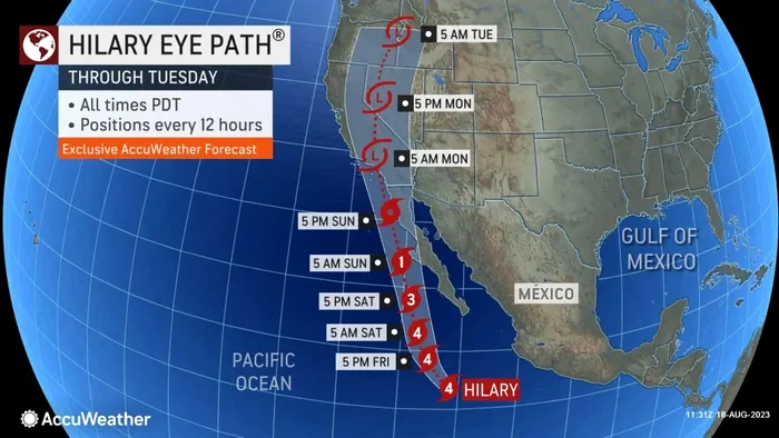 Uraganul Hilary FOTO: Facebook/AccuWeather
