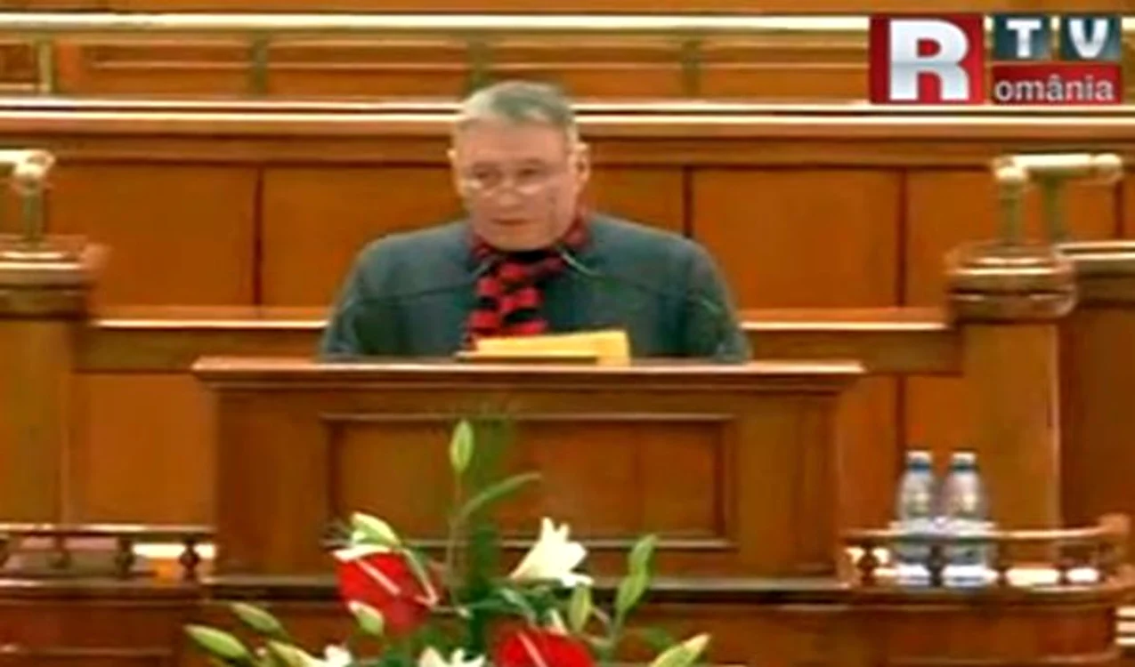 
    Mădălin Voicu a vorbit şi în ţigăneşte la depunerea jurământului în Camera Deputaţilor. (captură rtv.net)  