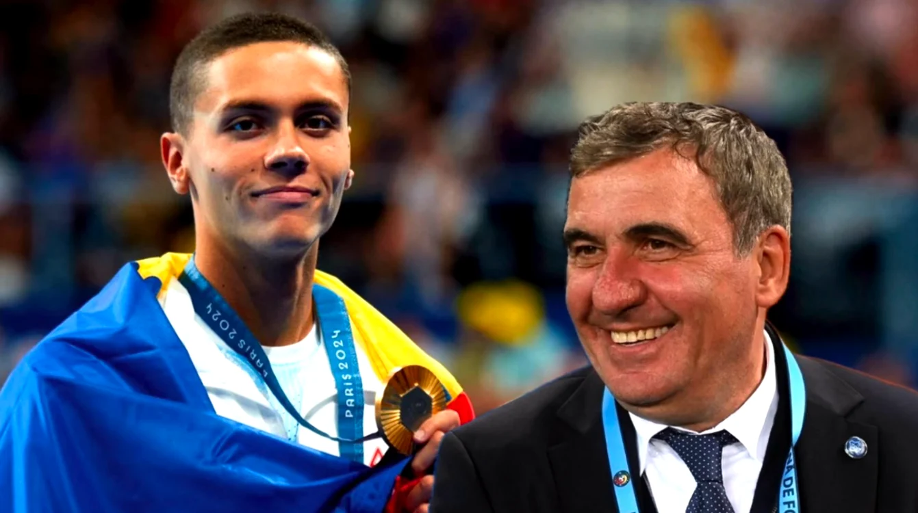 Hagi l-a lăudat pe David Popovici Foto/Colaj Profimedia-Facebook