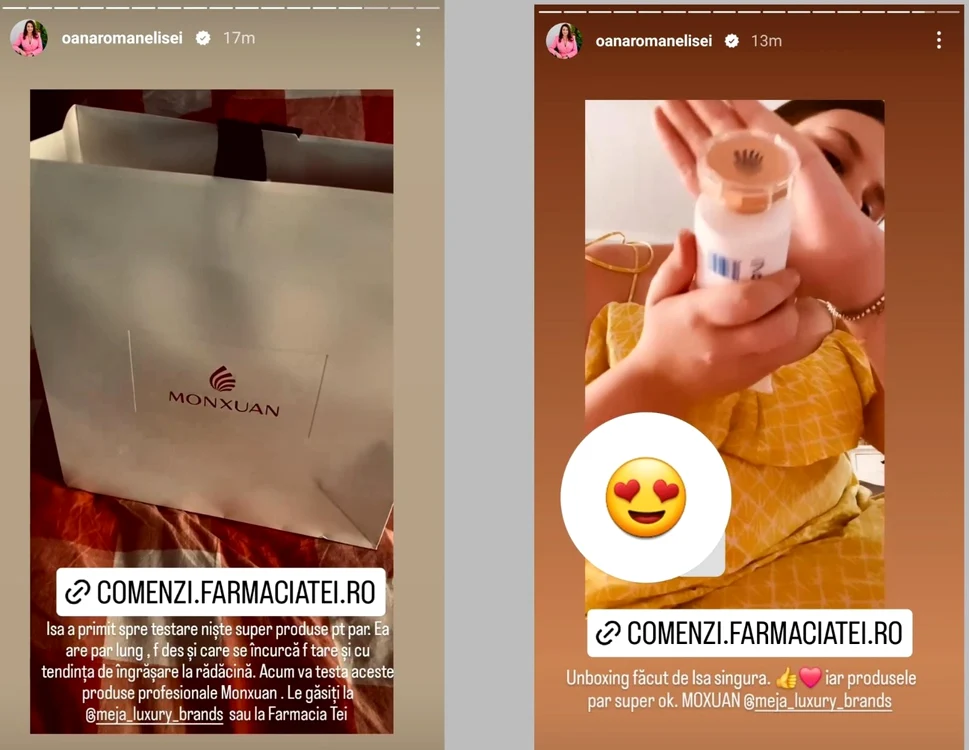Postarea făcută de Oana Roman / foto: Captură InstaStory 
