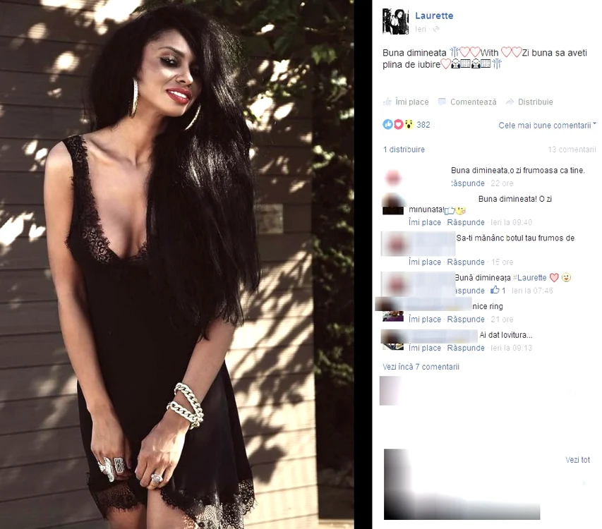
    Mesajul acestei fotografii i-a făcut pe fanii Laurettei să o tragă, virtual, de urechi  