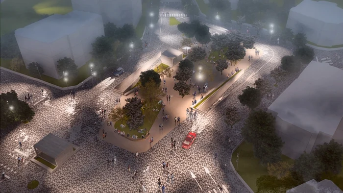 Piața Cantacuzino, văzută de sus