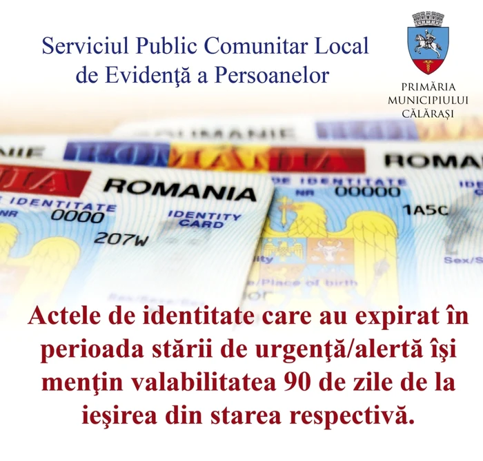 Actele de identitate se eliberează în 5 zile la Călăraşi FOTO Facebook/PMC