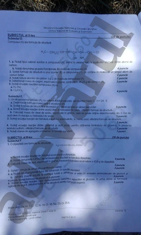 Subiectele de la Chimie - pagina 2