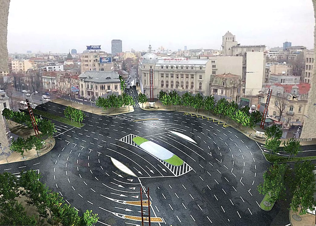 Piaţa Romană. Intersecția de la Romană se va putea traversa doar prin viitorul pasaj subteran