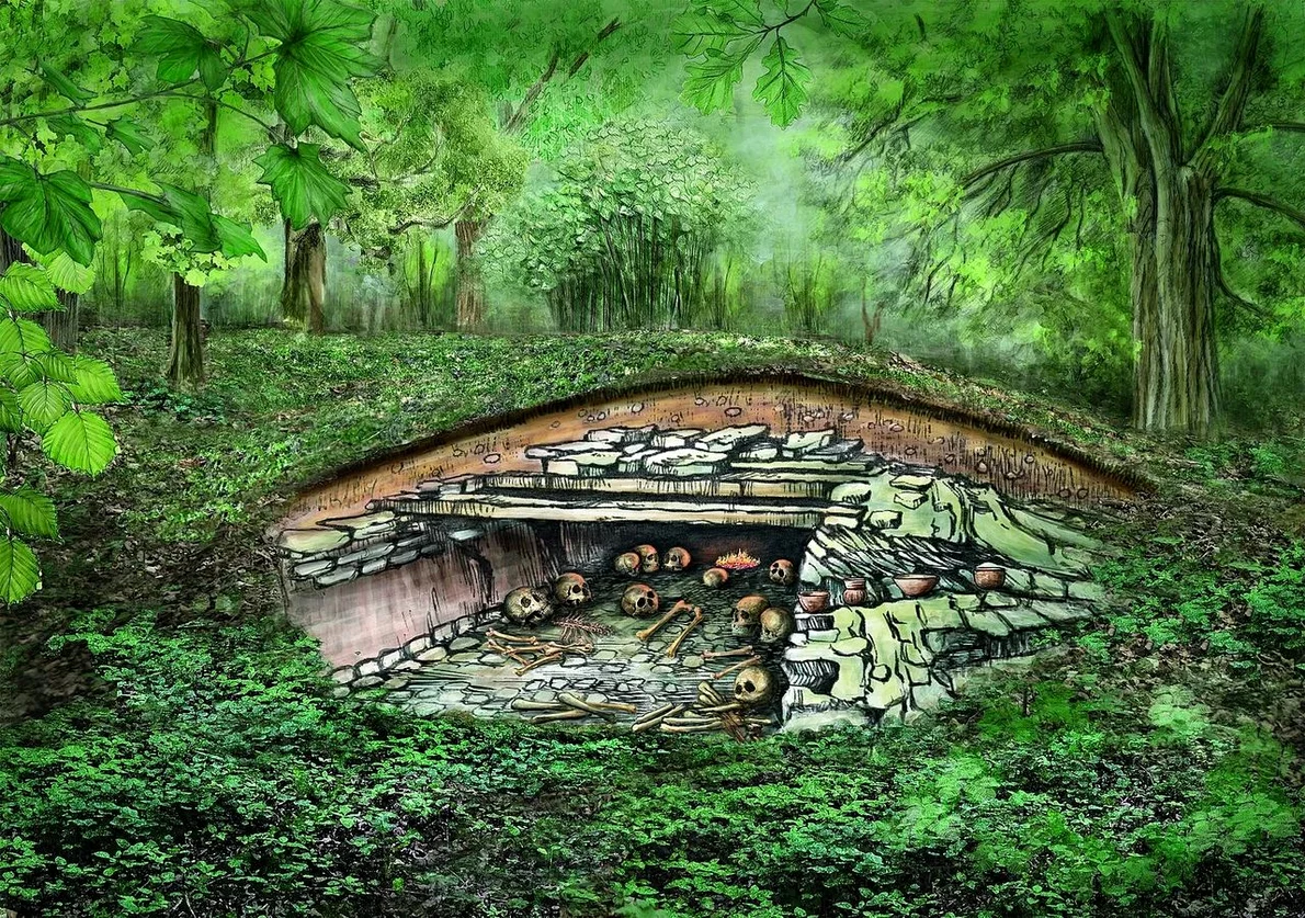 În jurul anului 3100 î.Hr., mormântul megalitic de la Sorsum a fost folosit de comunitățile agricole locale (© Susanne Beyer, Inst. UFG/Uni Kiel)