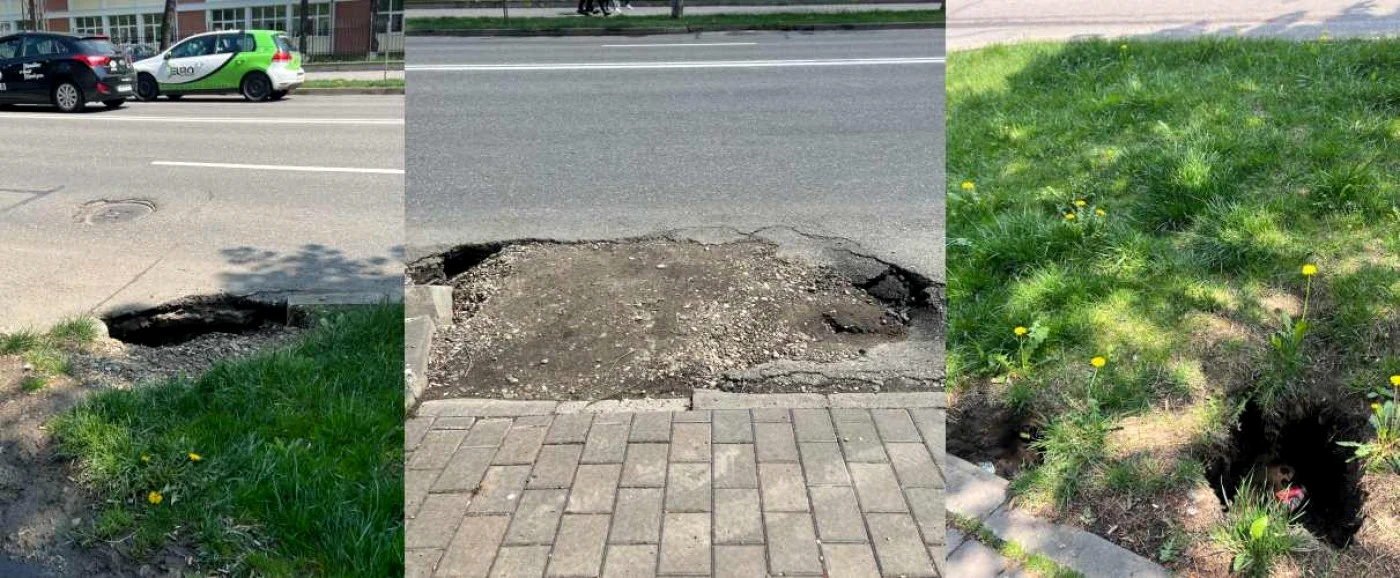 Aşa arată doar o parte din surpările de pe drumul european E85 care traversează Bacăul  FOTO Ziarul de Bacău