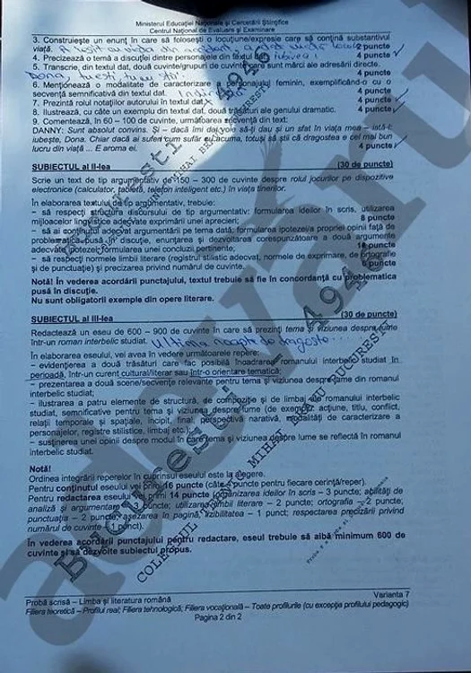Subiecte Bacalaureat 2016 Limba Română