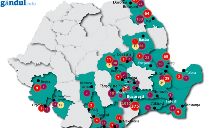 În zona de risc crescut sunt încadrate şi alte oraşe, precum Ploieşti, Târgovişte, Craiova, Giurgiu, Zimnicea, Galaţi, Brăila, Tulcea, Iaşi Vaslui sau Bârlad