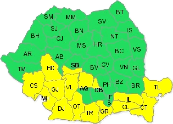 Codul Galben va fi în vigoare până la ora 15.00