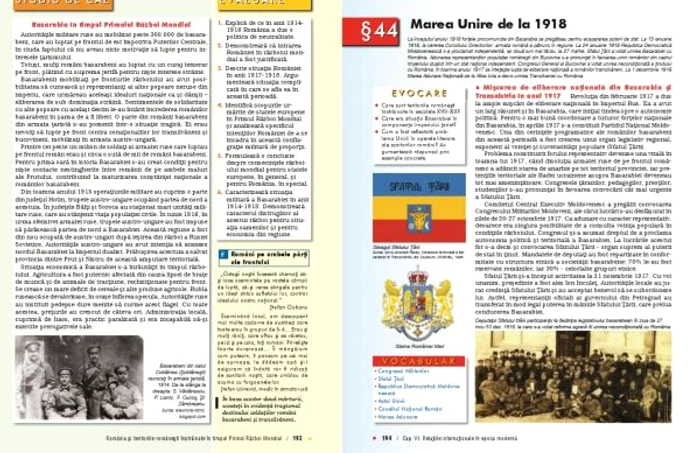 Captură din manualul de istorie utilizat în Republica Moldova