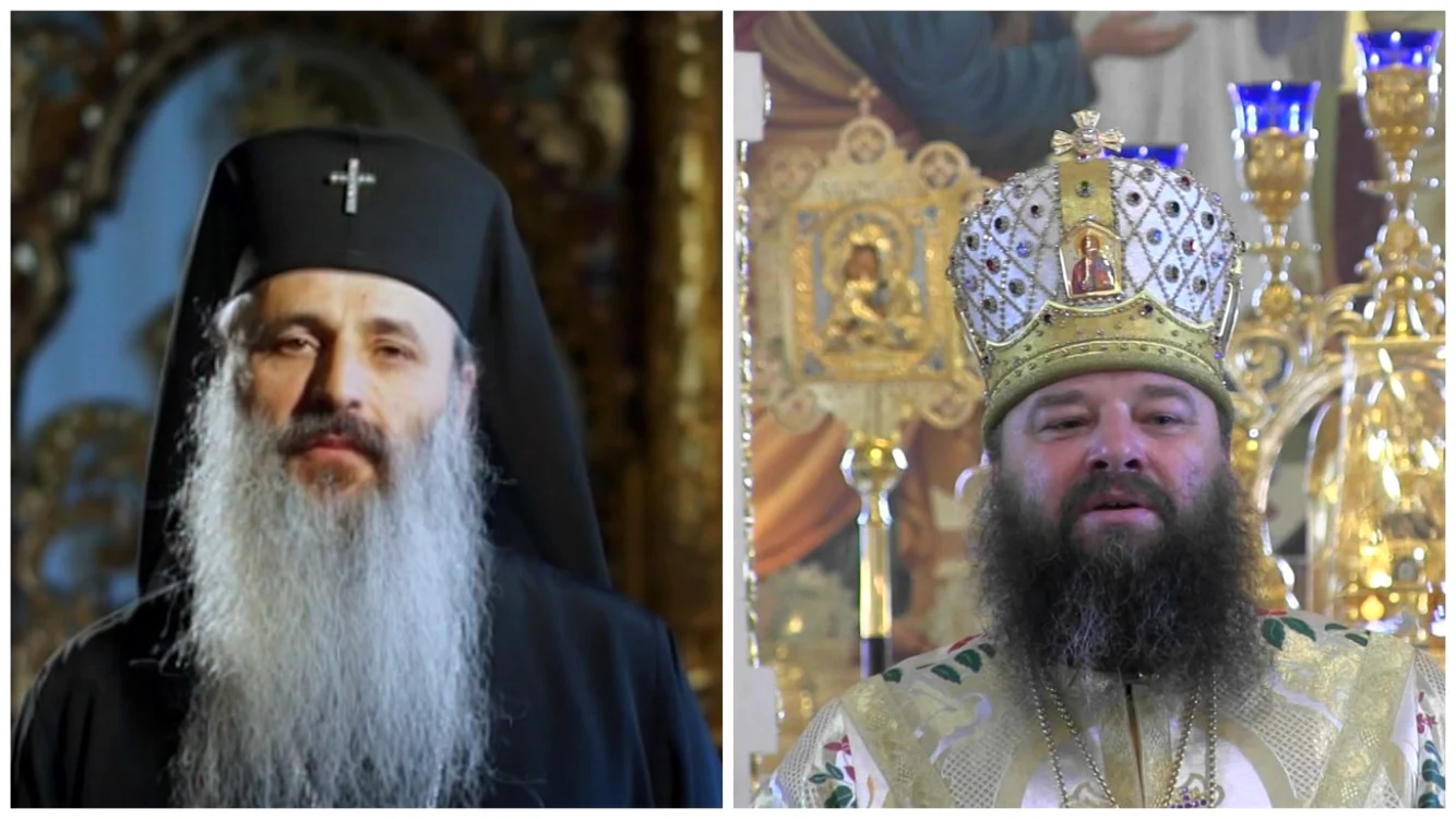 ÎPS Teofan, mitropolitul MMB, (foto stânga) i-a răspuns episcopului Longhin Jar (foto dreapta) Îndemnându-l să nu mai intervină pe teritoriul mitropoliei pe care o conduce FOTO Doxologia/Youtube