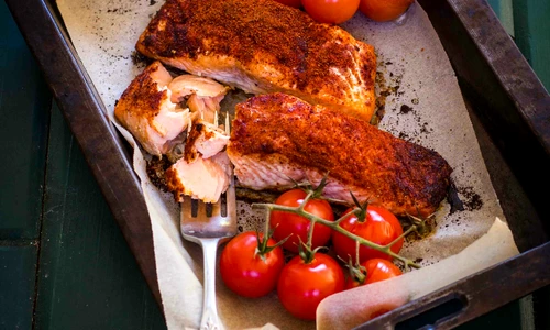 paprika roasted salmon with truss cherry tomatoes 3 (1) jpeg