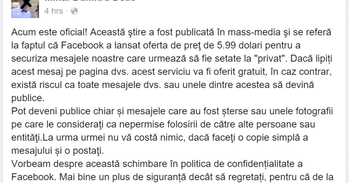 mesaj facebook spam