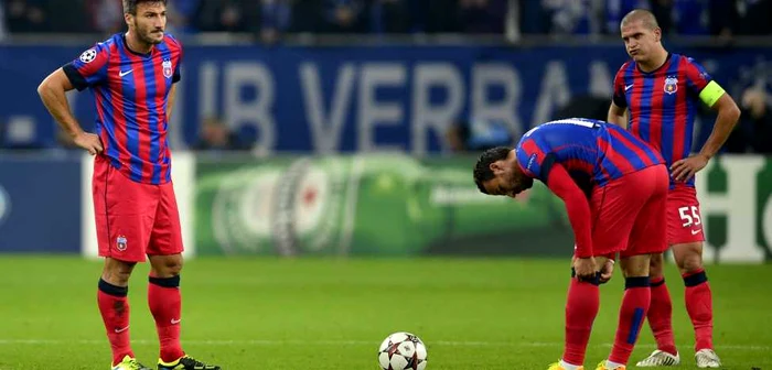 În partida-tur, din Germania, Steaua a rezistat mult timp, dar s-a prăbuşit pe final, când a încasat trei goluri în ultimele 23 de minute. FOTO: Bogdan Iordache (Mediafax)