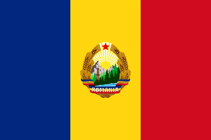 Steagul României în perioada 1965–1989 cu stema sovietică în centru
