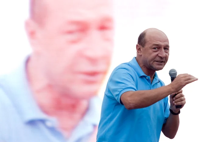 Traian Băsescu, la ultimul miting din campania electorală pentru referendumul din 29 iulie FOTO: Mediafax