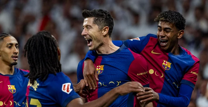 Raphinha, Lewandowski și Yamal s-au distrat cu apărarea lui Real Madrid. Foto Getty images