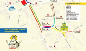 Așa arată harta cu zonele de acces pentru pelerini, în București jpeg