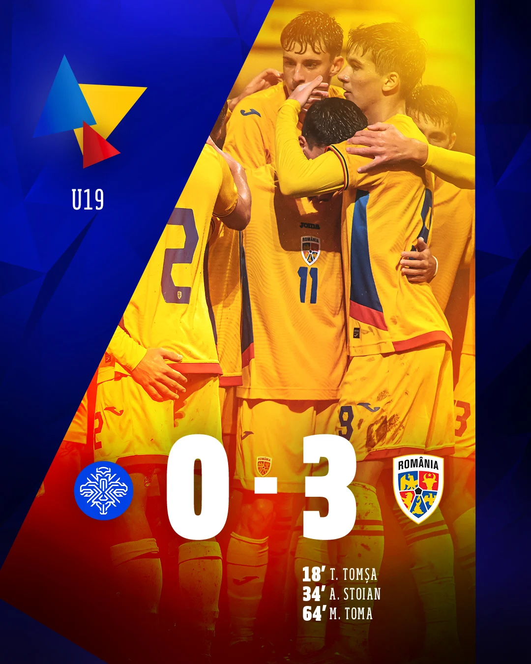 Tricolorii Under-19 s-au calificat la Turul de Elită. Un fotbalist de la FCSB a fost vioara întâi