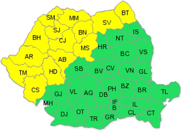 Vor fi furtuni în 14 județe