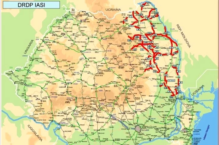 Harta riscului de înzăpezire în Moldova realizată pentru Direcţia Regională de Drumuri şi Poduri Iaşi